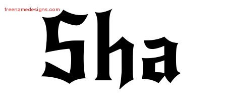Sha Gothic Name Tattoo Designs