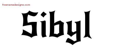 Sibyl Gothic Name Tattoo Designs