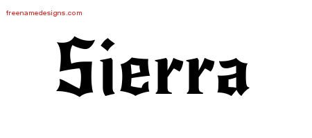 Sierra Gothic Name Tattoo Designs