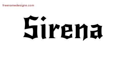 Sirena Gothic Name Tattoo Designs