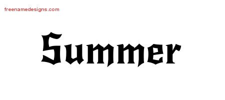 Summer Gothic Name Tattoo Designs