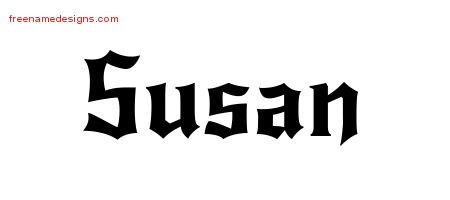 Susan Gothic Name Tattoo Designs