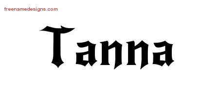 Tanna Gothic Name Tattoo Designs