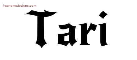 Tari Gothic Name Tattoo Designs