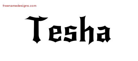 Tesha Gothic Name Tattoo Designs