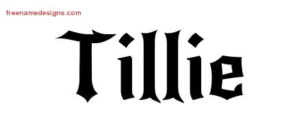 Tillie Gothic Name Tattoo Designs