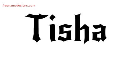 Tisha Gothic Name Tattoo Designs