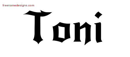 Toni Gothic Name Tattoo Designs