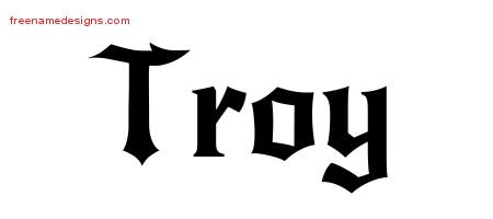 Troy Gothic Name Tattoo Designs