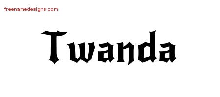 Twanda Gothic Name Tattoo Designs