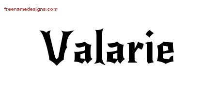 Valarie Gothic Name Tattoo Designs