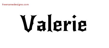 Valerie Gothic Name Tattoo Designs