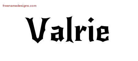 Valrie Gothic Name Tattoo Designs