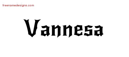 Vannesa Gothic Name Tattoo Designs