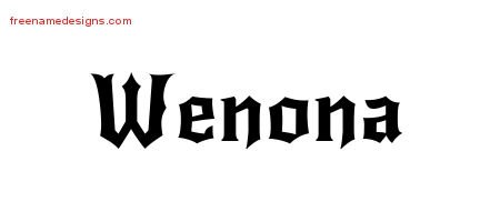 Wenona Gothic Name Tattoo Designs