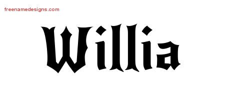 Willia Gothic Name Tattoo Designs