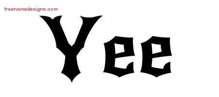 Yee Gothic Name Tattoo Designs