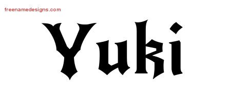 Yuki Gothic Name Tattoo Designs