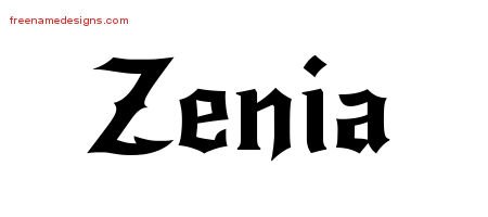 Zenia Gothic Name Tattoo Designs