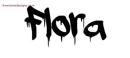 Flora Graffiti Name Tattoo Designs
