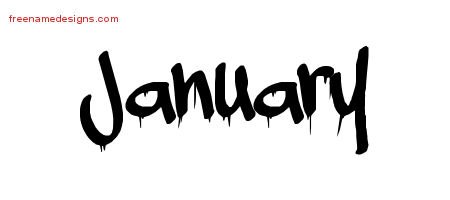January Graffiti Name Tattoo Designs