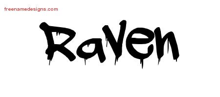 Raven Graffiti Name Tattoo Designs