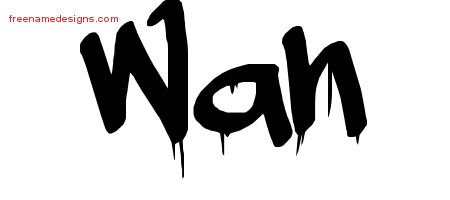 Wan Graffiti Name Tattoo Designs