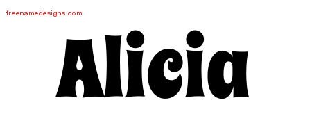 Alicia Groovy Name Tattoo Designs