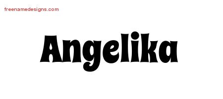 Angelika Groovy Name Tattoo Designs