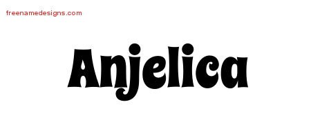 Anjelica Groovy Name Tattoo Designs