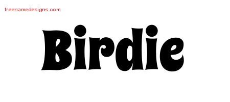 Birdie Groovy Name Tattoo Designs