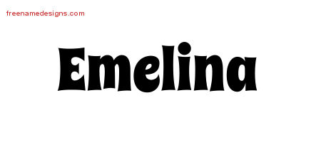 Emelina Groovy Name Tattoo Designs