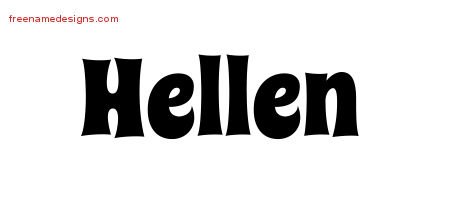 Hellen Groovy Name Tattoo Designs