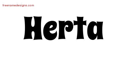 Herta Groovy Name Tattoo Designs