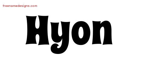 Hyon Groovy Name Tattoo Designs