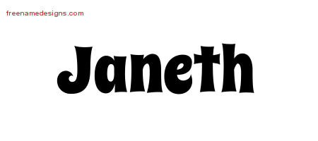 Janeth Groovy Name Tattoo Designs