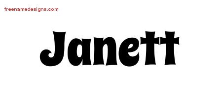 Janett Groovy Name Tattoo Designs