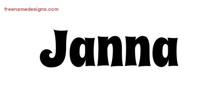 Janna Groovy Name Tattoo Designs