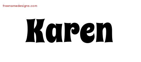 Karen Groovy Name Tattoo Designs