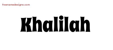 Khalilah Groovy Name Tattoo Designs