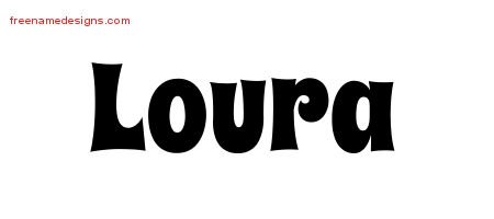 Loura Groovy Name Tattoo Designs