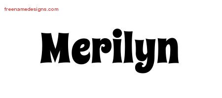 Merilyn Groovy Name Tattoo Designs