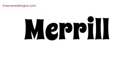 Merrill Groovy Name Tattoo Designs