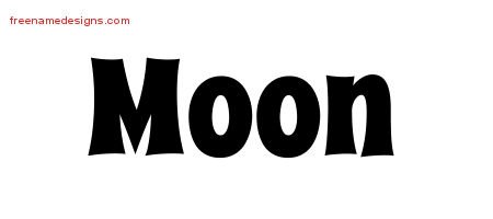 Moon Groovy Name Tattoo Designs