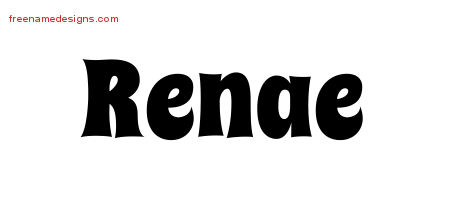 Renae Groovy Name Tattoo Designs