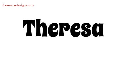 Theresa Groovy Name Tattoo Designs