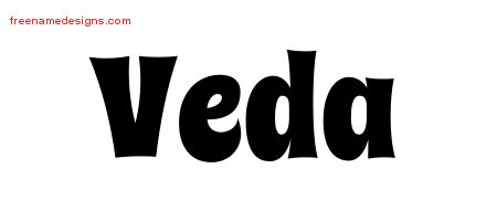 Veda Groovy Name Tattoo Designs