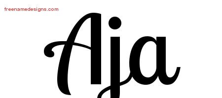 Aja Handwritten Name Tattoo Designs