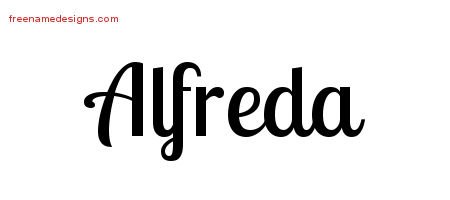Alfreda Handwritten Name Tattoo Designs