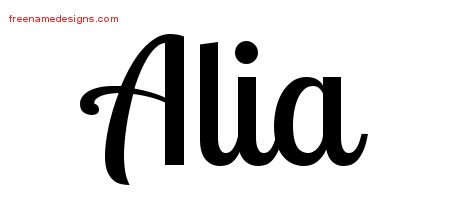 Alia Handwritten Name Tattoo Designs